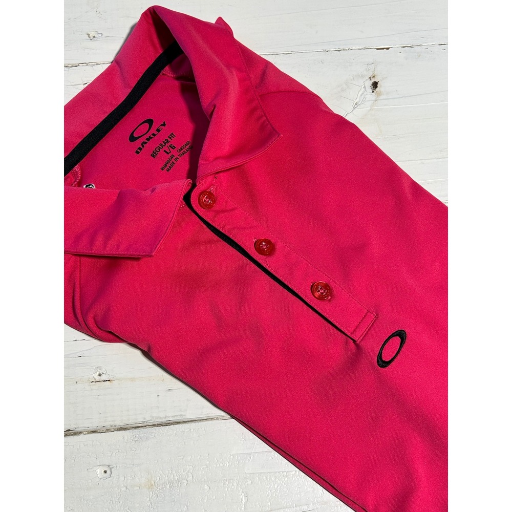 Oakley‎ Mens Regular Fit Short Sleeve Polo Shirt Pink Large Embroidered Logo